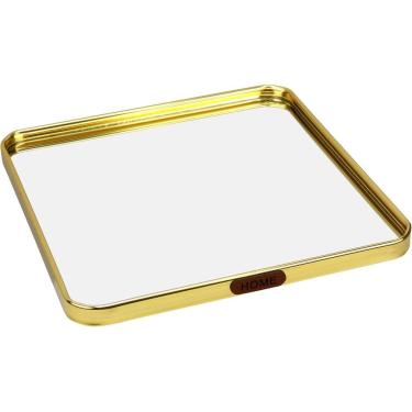Imagem de BANDEJA DECORATIVA PARA SERVIR QUADRADA HOME&CO COM ESPELHO METAL 1x25x25cm DOURADO