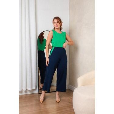 Imagem de Calça pantacourt bicolor com bolsos atrás Virou Moda