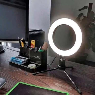 Imagem de Ring Light Led 16cm + Controle Remoto + Tripé de Mesa TudoPraFoto - LED80K2