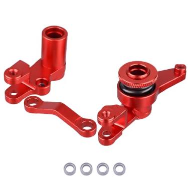 Imagem de Hobbypark Campainhas de direção de alumínio e protetor de servo de ligação de arrasto completo com rolamentos para Traxxas 1/10 Slash 4x4 peças de atualização vermelho