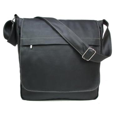 Imagem de Bolsa Carteiro Pasta Transversal Ombro Laptop Escolar Trabalho Passeio Masculina Feminina (Preto)