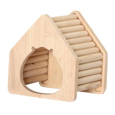 Imagem de Bothyi Acessório para gaiola de esconderijo de casa de madeira para hamster, descanso para brincar de gerbils, decoração de habitat para cabana de hamsters, Pináculo