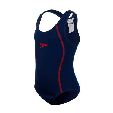 Imagem de Maiô Infantil, Speedo, Acqua Basic, Acquaplus Liso com Costas Nadador Fechada, tamanho 8 - Azul