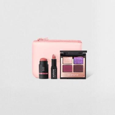 Imagem de Kit Mini Blush em Bastão Rosa + Mini Batom Nude Semi-Matte + Night Gla