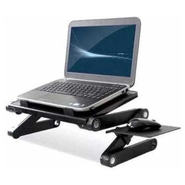 Imagem de Suporte De Notebook Ajustável Portátil Retrátil Dobrável Computador Mesa Articulada Para Usar Na Cama Colo Deitado Sofá