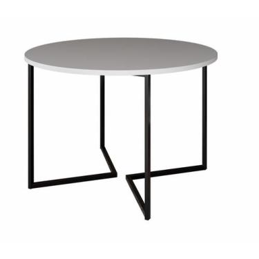 Imagem de Mesa de Jantar Industrial Base De Ferro Preto em  V  Tampo 110 Branco 