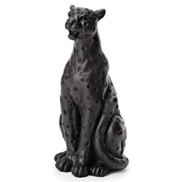 Imagem de Escultura leopardo sentado em poliresina preto - Mart
