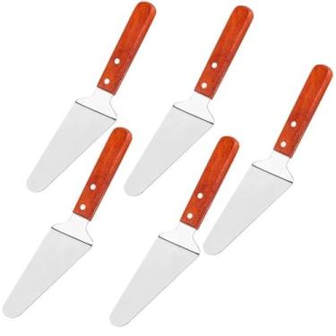 Imagem de Suporte de bolo para servidor de torta MBB com alça de madeira de espátula triangular, pá de aço inoxidável para assar biscoitos de pizza, Casual, 17# Wood, 5