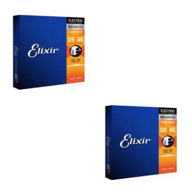 Imagem de Kit 2 Encordoamentos Guitarra 009 Híbrida Elixir Custom Light Nanoweb 
