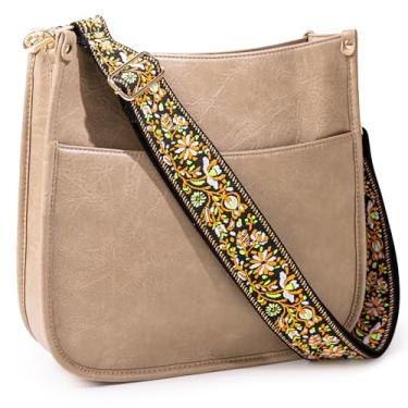 Imagem de Viva Terry Bolsa tiracolo de couro vegano moderna com alça ajustável, Natural., Medium