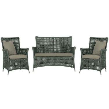 Imagem de Jogo Sofá e 2 Poltronas de Área Igapó Alumínio Pintura Fendi Corda Náu