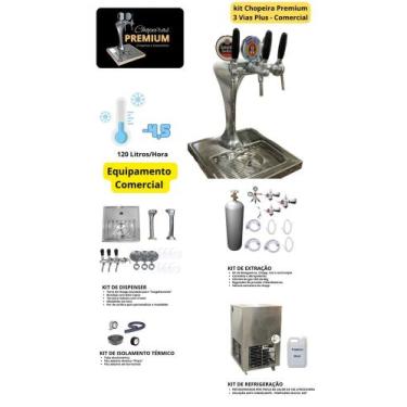 Imagem de Chopeira Naja Plus 3 Torneiras Kit Completo Comercial - BR Cooler