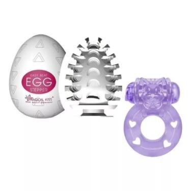 Imagem de  Egg Masturbador Masculino  + Anel Peniano com Vibrador Retarda Ejacul