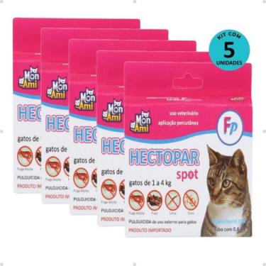 Imagem de Kit Antipulgas Hectopar Mon Ami 0,4ml - Gatos de 1 a 4kg C/ 5 unidades