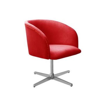 Imagem de Poltrona Decorativa Atenas Cadeira Giratória Pé Metal Fixo - Bella Dec