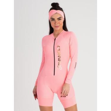 Imagem de Macaquinho De Ciclismo Feminino Manga Longa Pêssego Golden Savancini (