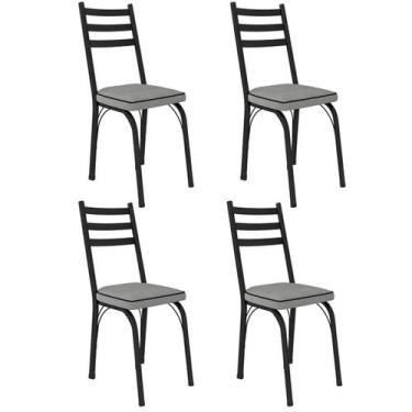 Imagem de Kit 4 Cadeiras para Cozinha Tubular D-13 Nara de Aço - Artefamol, Pret