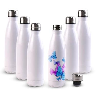 Imagem de SDN Custom Garrafa de água de sublimação de aço inoxidável de parede dupla de 500 ml com tampa à prova de vazamento, forma de cola isolada a vácuo - compatível com forno e prensa térmica - mantém as