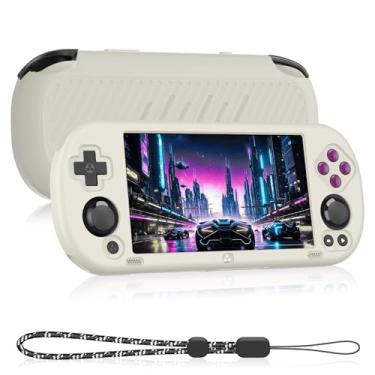 Imagem de SKRVGOJFG - Capa de silicone antiarranhão, lavável, à prova de choque, compatível com Trimui Smart Pro de 5 polegadas, com cordão - branca