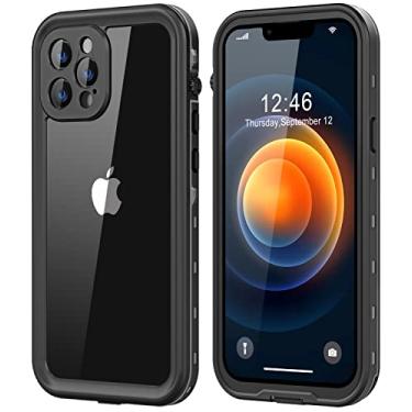 Imagem de Protebox Capa à prova d'água para iPhone 12 Pro Max com protetor de tela integrado, à prova de choque, à prova de poeira, capa de telefone à prova d'água IP68 para iPhone 12 Pro Max 6,7 polegadas (preto/transparente)