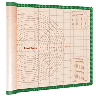 Imagem de Tapete de silicone para pastelaria 91 x 61 cm – Tapete de silicone maior para enrolar massa, tapete de folha de massa de silicone antiderrapante com medidas, perfeito para fazer torta, pizza (verde)