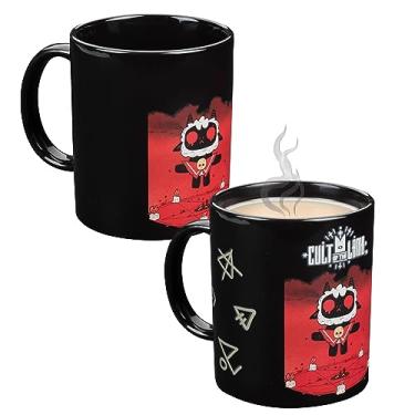 Imagem de SCS Direct - Caneca de Cerâmica de Café com Mudança de Calor Cult of The Lamb - 325 ml - Preta - Reutilizável - Presente para Casa e Dia das Bruxas
