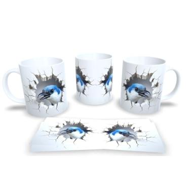 Imagem de Caneca Branca de Porcelana Personalizadas Arte Espelhadas em 3D Animais (Passaro 3)