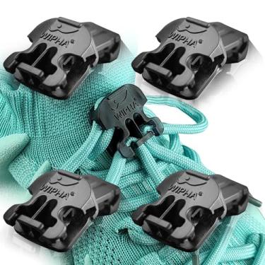 Imagem de WIPHA Cadarços com fivela inteligente sem laço para crianças pequenas e adultos, clipe de trava de renda para tênis, botas, Preto, 3cm