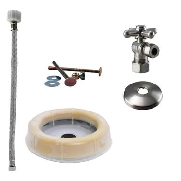 Imagem de Westbrass Kit de instalação de vaso sanitário com cabo cruzado de compressão nominal de 1,27 cm com linha de fornecimento de aço, níquel acetinado, D1612TBX-07