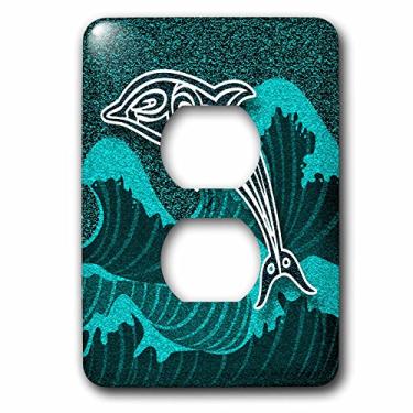 Imagem de 3dRose lsp_210642_6 Golfinho Vida Marinha em Aqua Glitter Look Scrapbook Estilo Ocean 2 Plug Outlet Cover