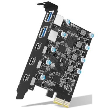 Imagem de YEELIYA Cartão USB PCIE 5 portas (3X USB C, 2X Tipo A) Placa de expansão PCI Express Desktop PC Hub interno para Windows 10/8/7 e Mac OS 10.8.2 acima