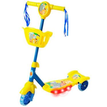 Imagem de Patinete Infantil 3 Rodas Luz Sons Até 35kg Dm Toys, Amarelo