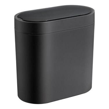 Imagem de Lixeira De Plastico P/ Banheiro 6l Preta Automatica - Oikos, Preto