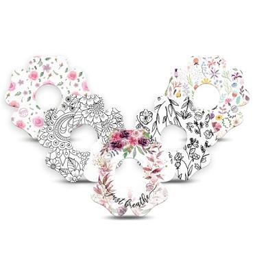 Imagem de ExpressionMed - Adesivos para Libre 3 (pacote com 5) - Feito nos EUA, impermeável, não desfia, fitas de sensor CGM pré-cortadas (flores de primavera - formato de flor)