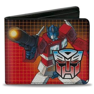 Imagem de Carteira Hasbro, Bifold, Transformers Optimus Prime Blaster Pose e Autobot Shield, Couro Vegano, Vermelho, 4.0" x 3.5", Casual