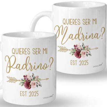 Imagem de Vivulla68 Quieres Ser Mis Padrinos De Bautizo, Bautizo Recuerdos Juego De 2 Tazas 2025, Recuerdos De Bautizo Para Niño, Niña, God parents Presents Proposal, Quieren Ser Mis Padrinos De Bautizo