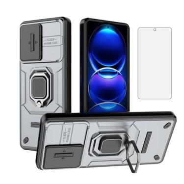 Imagem de Asuwish Capa de celular para Xiaomi Redmi Note 12 Pro Plus com capa deslizante para câmera de vidro temperado, suporte de anel, resistente, fino, protetor de célula híbrida de grau militar, 12pro+