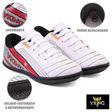 Imagem de Tênis Infantil Menino Futsal Vking  Branco Vermelho do 26 ao 33, 31, B