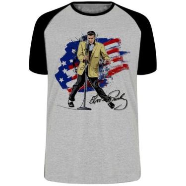 Imagem de Camiseta Elvis Presley bandeira EUA Blusa Plus Size extra grande adult