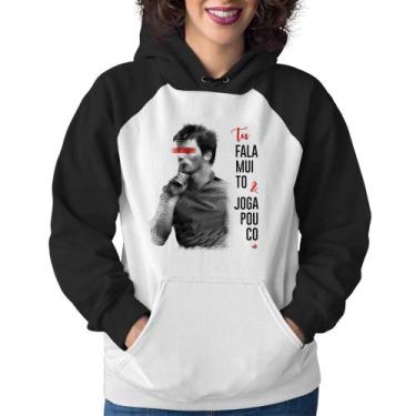 Imagem de Moletom Feminino Fala muito & Joga pouco - Foca na Moda, Branco, Preto