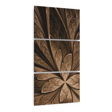 Imagem de Quadro Decorativo Abstrato Marrom Flor Design Vertical Sala - Wall Fra