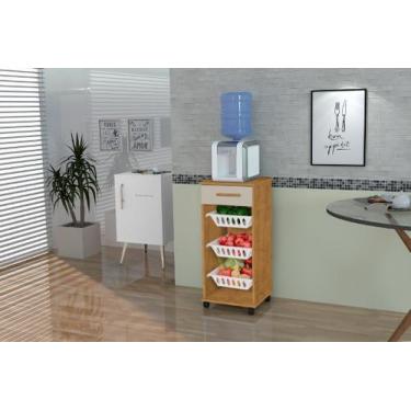 Imagem de Balcão Fruteira TU Com Rodízios Cor Ipê / Off White - SM