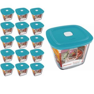 Imagem de Pote Vidro Quadrado Alto Facilita  Com Tampa 1L Marinex 15Un - NADIR F