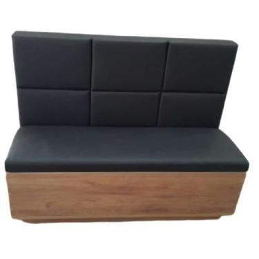 Imagem de Sofá Canto Alemão Preto Com Baú Reto 1.20m Base MDF - O REI DAS POLTRO