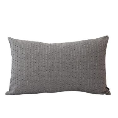 Imagem de Almofada Linho Cinza Bordada com Detalhes Azul Retangular - Cazachic, 