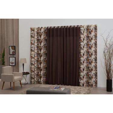 Imagem de Cortina De Sala Quarto Estampada 3.00m Largura x 2.50m Altura Marrom -
