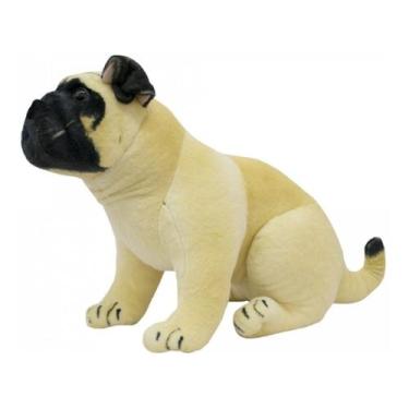 Imagem de Cachorro Pug Sentado Realista 42cm - Pelúcia - Foffy