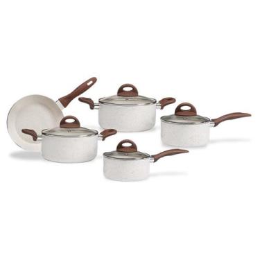 Imagem de Conjunto de Panelas Ceramic Life Smart Plus Brinox com 5 Peças Vanilla