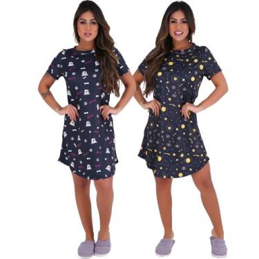 Imagem de Kit 2 Camisolas Longas Sublimadas Suplex - Click Mais Bonita, Lua, Pre