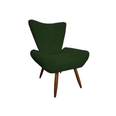 Imagem de Poltrona Decorativa Emilia Suede Verde Pés Madeira Mz Decor - Mazzero 